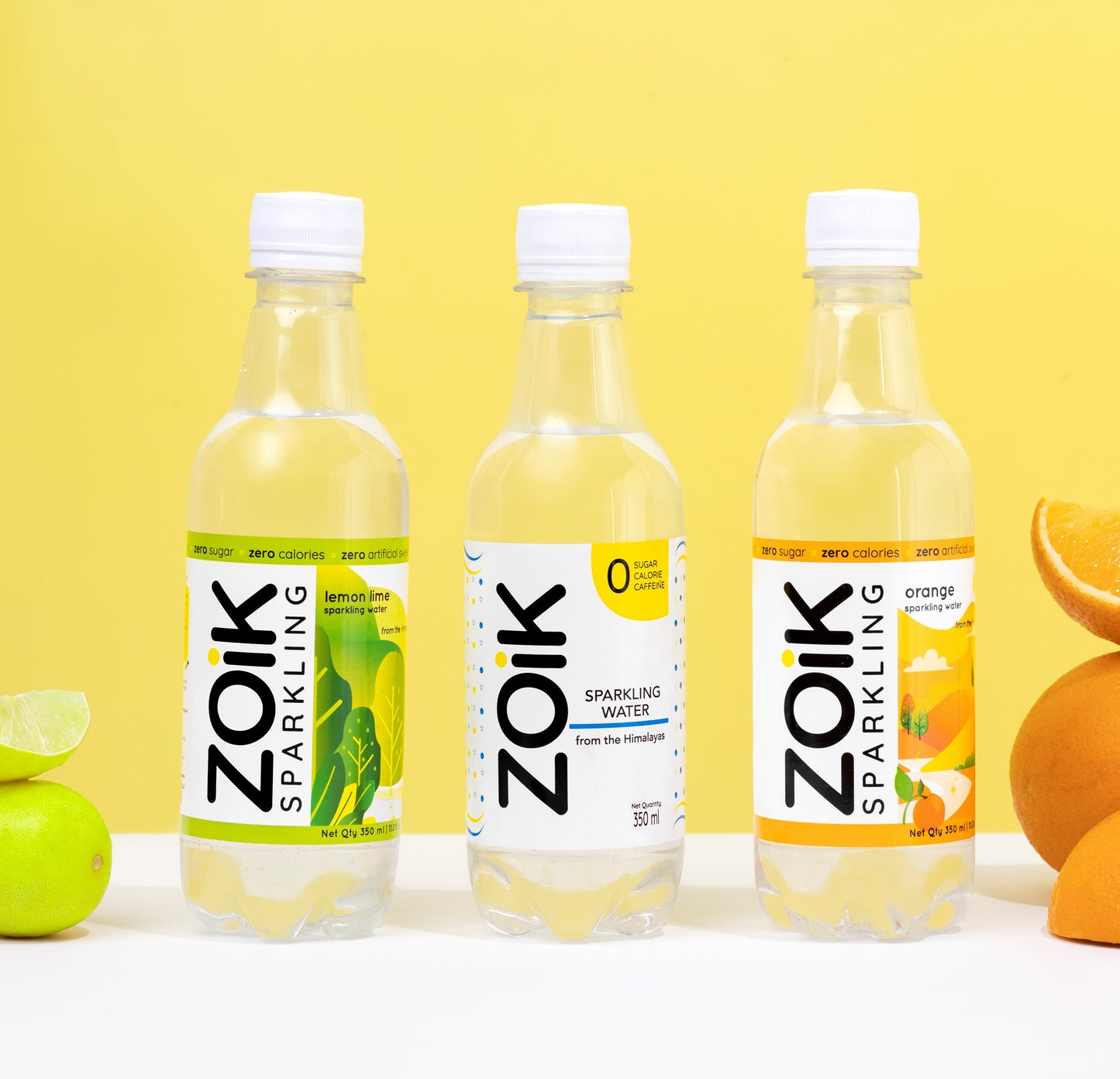 ZOiK Assorted Flavoured Sparkling Water Pack of 9 (350ml each)